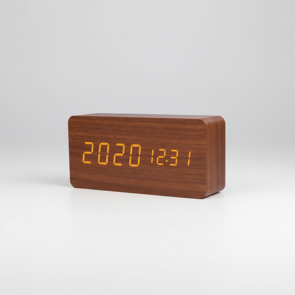 Sovere Voice-Controlled LED Wooden Clock, Minimalist Design for Modern Living 6