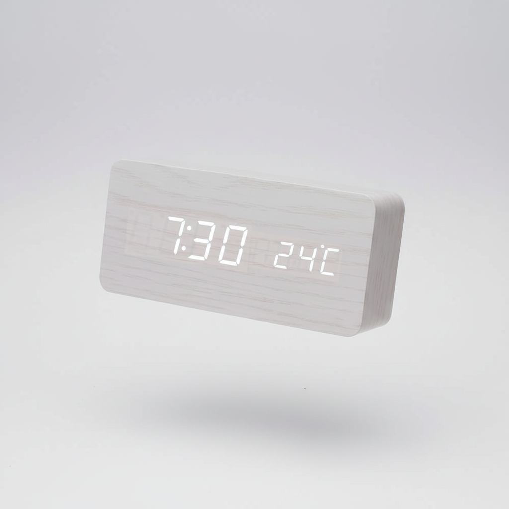 Sovere Voice-Controlled LED Wooden Clock, Minimalist Design for Modern Living 7
