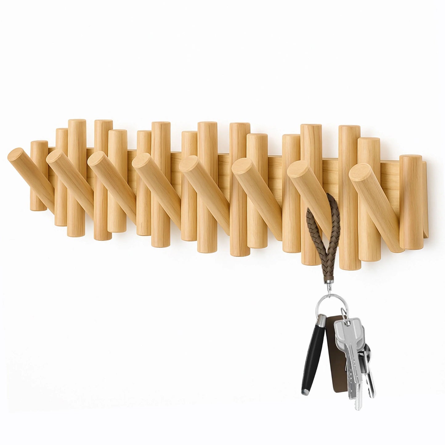 Sovere Wooden Wall Coat Rack with Fold-Down Hooks for Entryway Storage 0