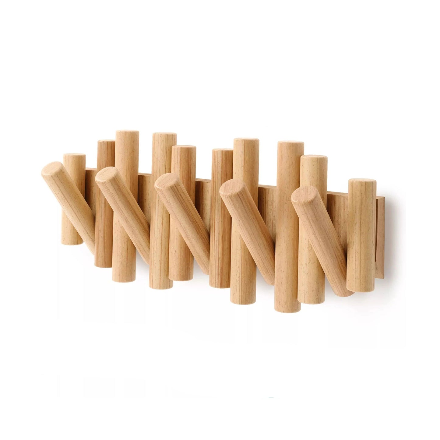 Sovere Wooden Wall Coat Rack with Fold-Down Hooks for Entryway Storage 7