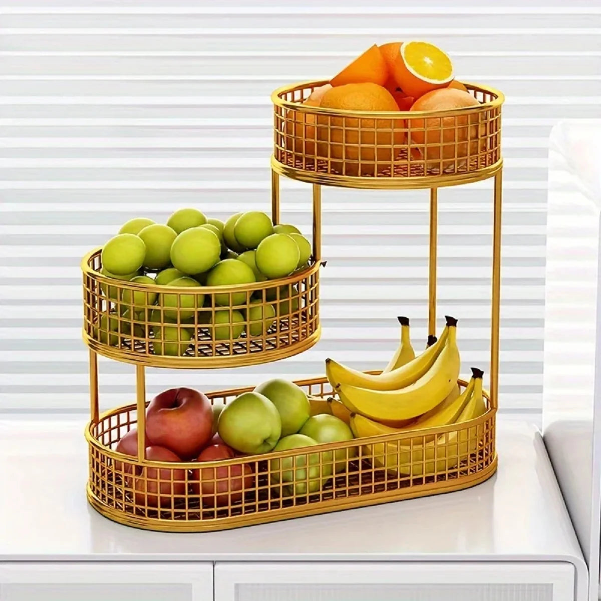Stainless Steel Fruit Basket Stand Multi-Tier Kitchen & Dining Table Organizer 5