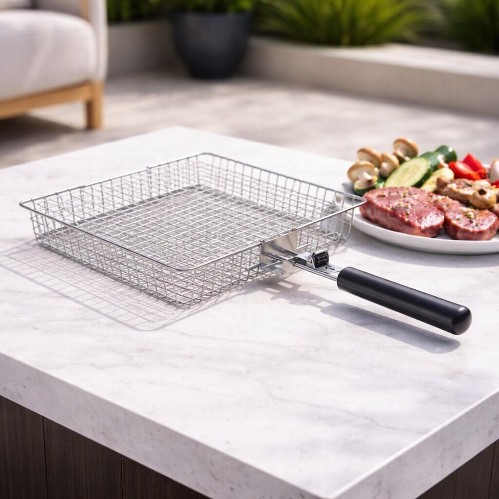 Stainless Steel Grill Basket – Wire Rack for Fish and Vegetables on the Barbecue 1