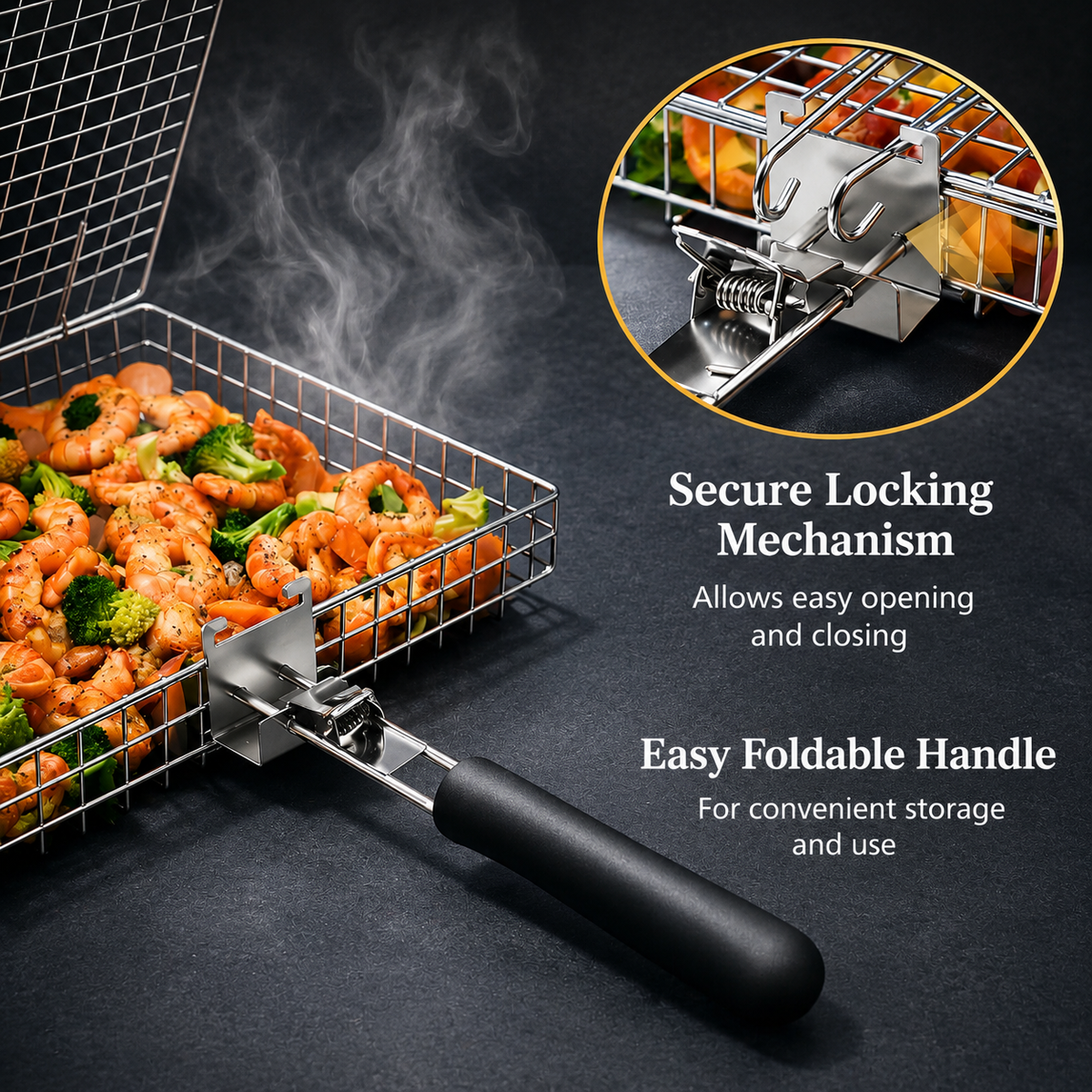 Stainless Steel Grill Basket – Wire Rack for Fish and Vegetables on the Barbecue 4