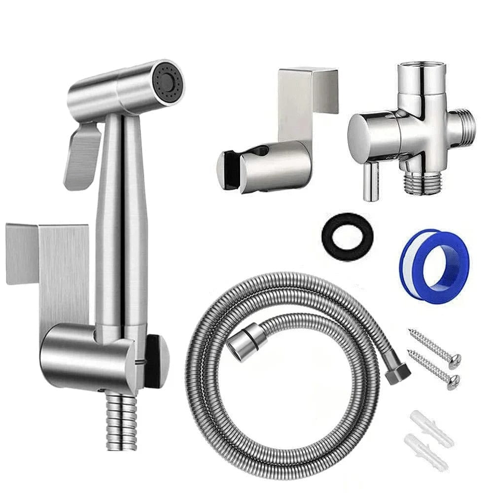 Stainless Steel Handheld Bidet Sprayer | Self-Cleaning Nozzle | Adjustable Pressure | No-Drill Installation 0