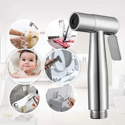 Stainless Steel Handheld Bidet Sprayer | Self-Cleaning Nozzle | Adjustable Pressure | No-Drill Installation 1