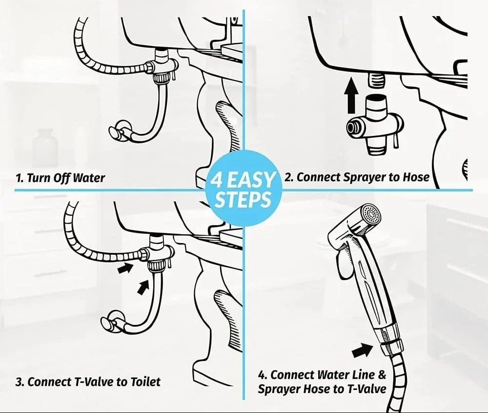 Stainless Steel Handheld Bidet Sprayer | Self-Cleaning Nozzle | Adjustable Pressure | No-Drill Installation 4
