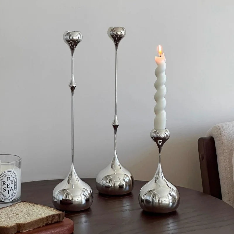 Stainless Steel Metal Candlestick Holder Romantic Table Decoration 2