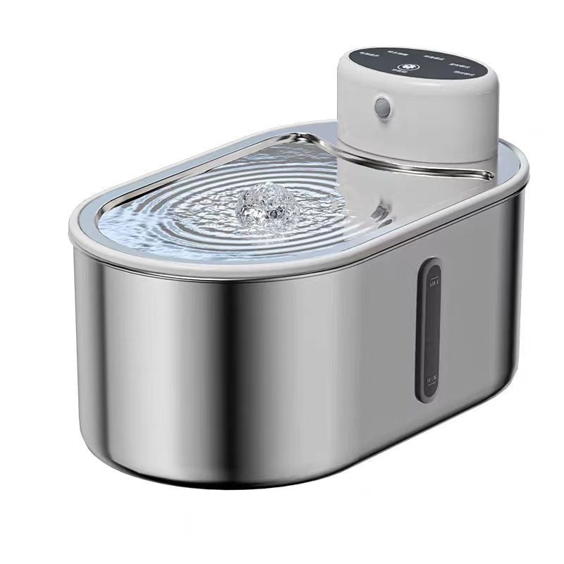 Stainless Steel Pet Water Fountain | Infrared Sensor | 4000mAh Cordless | Cats & Dogs | Silver 0