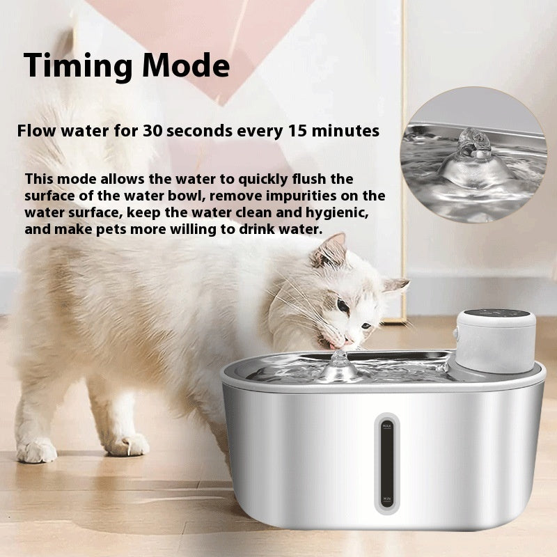 Stainless Steel Pet Water Fountain | Infrared Sensor | 4000mAh Cordless | Cats & Dogs | Silver 3