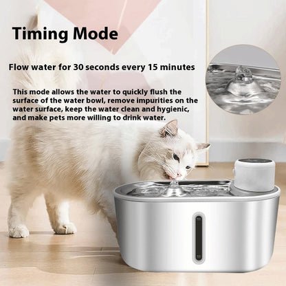 Stainless Steel Pet Water Fountain | Infrared Sensor | 4000mAh Cordless | Cats & Dogs | Silver 3