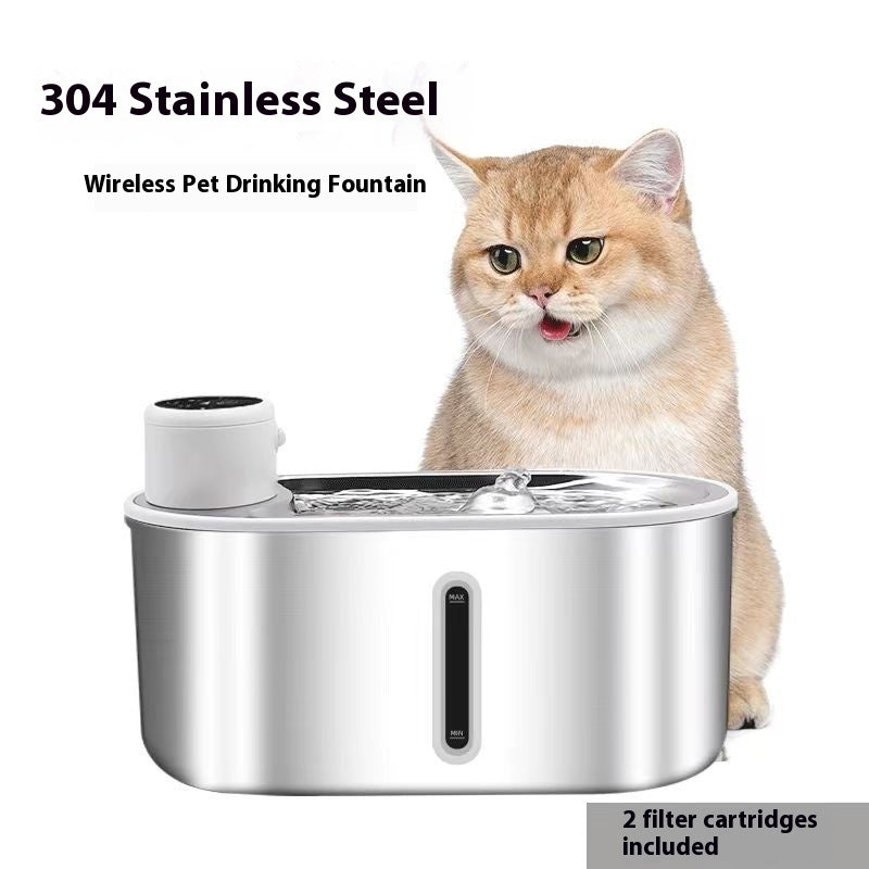 Stainless Steel Pet Water Fountain | Infrared Sensor | 4000mAh Cordless | Cats & Dogs | Silver 4