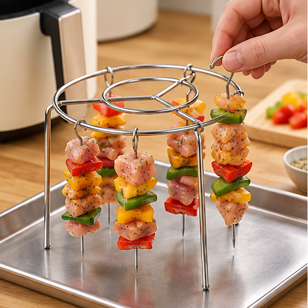 Royelle Stainless Steel Air Fryer Skewer Rack Round Kebab Holder