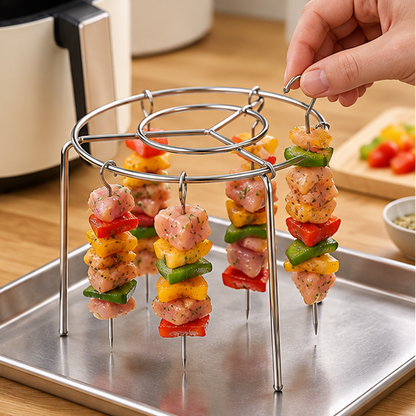 Royelle Stainless Steel Air Fryer Skewer Rack Round Kebab Holder