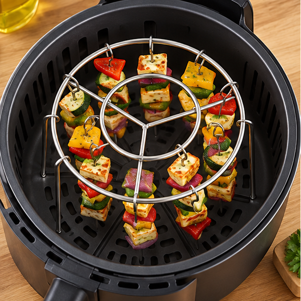 Royelle Stainless Steel Air Fryer Skewer Rack Round Kebab Holder