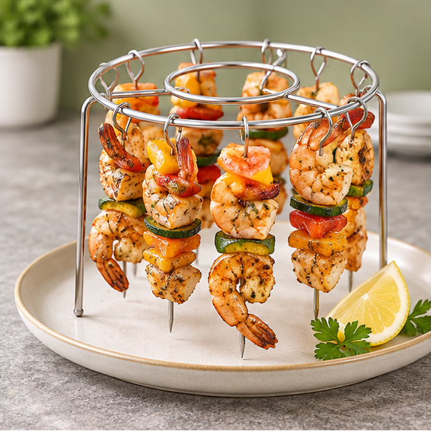 Royelle Stainless Steel Air Fryer Skewer Rack Round Kebab Holder