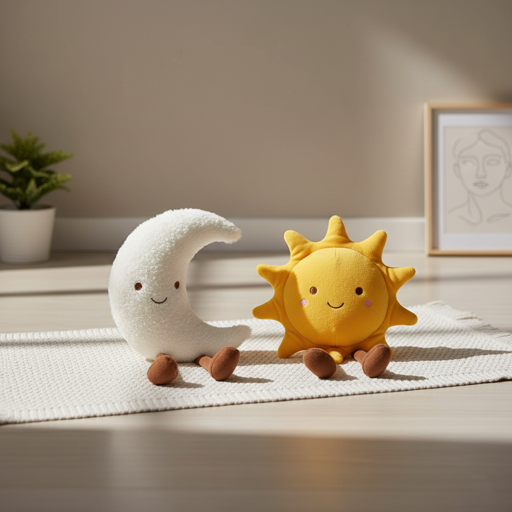 Sun and Moon Plush Pillow – Soft Velvet Cushion for Bedroom & Nursery Decor 1