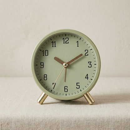 Table Clock Scandinavian Silent Movement Metal Glass Battery Powered 1