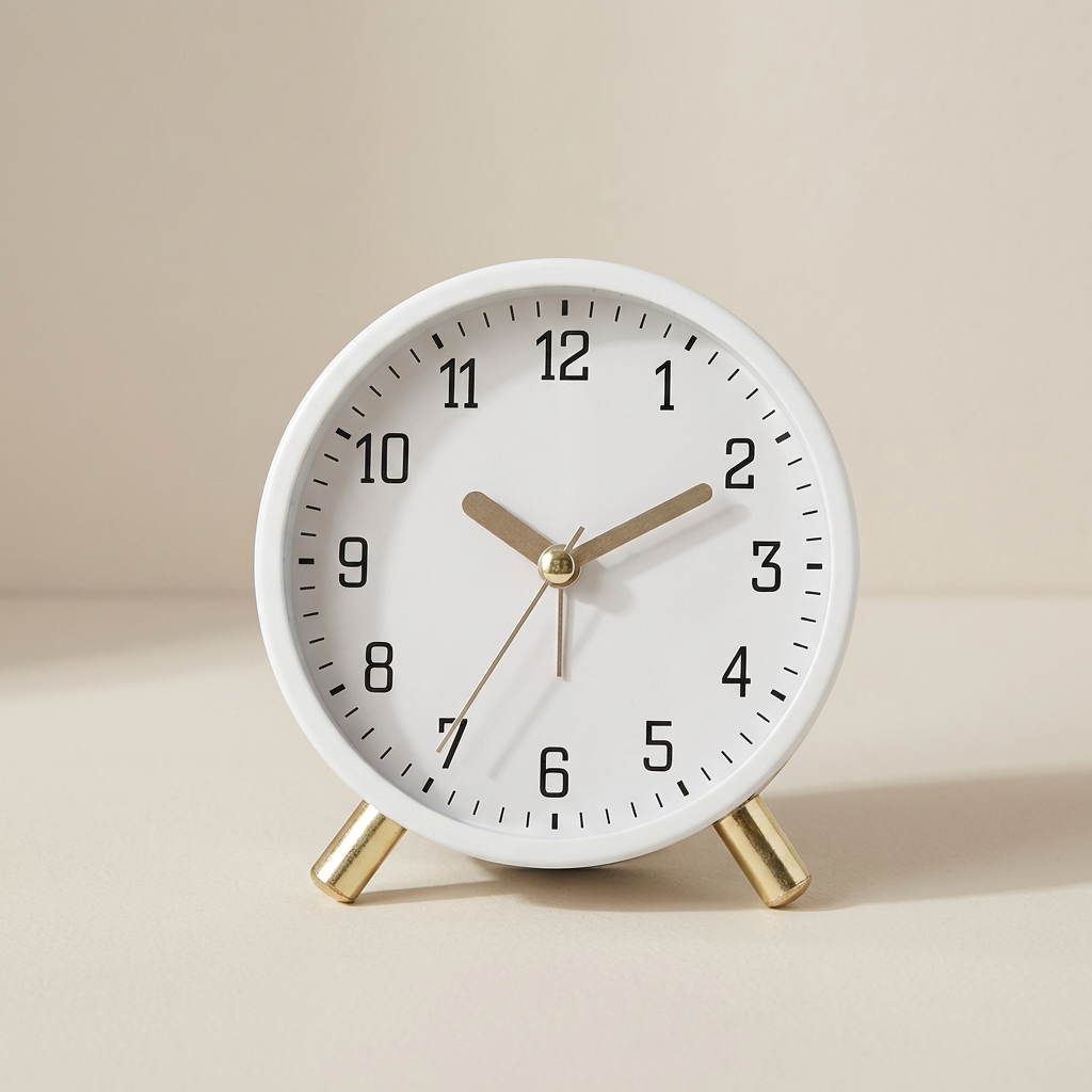 Table Clock Scandinavian Silent Movement Metal Glass Battery Powered 2