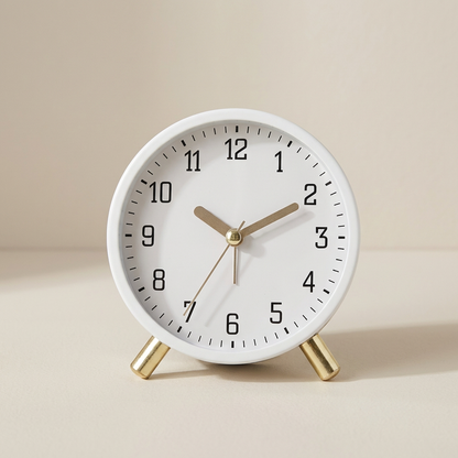 Table Clock Scandinavian Silent Movement Metal Glass Battery Powered 2