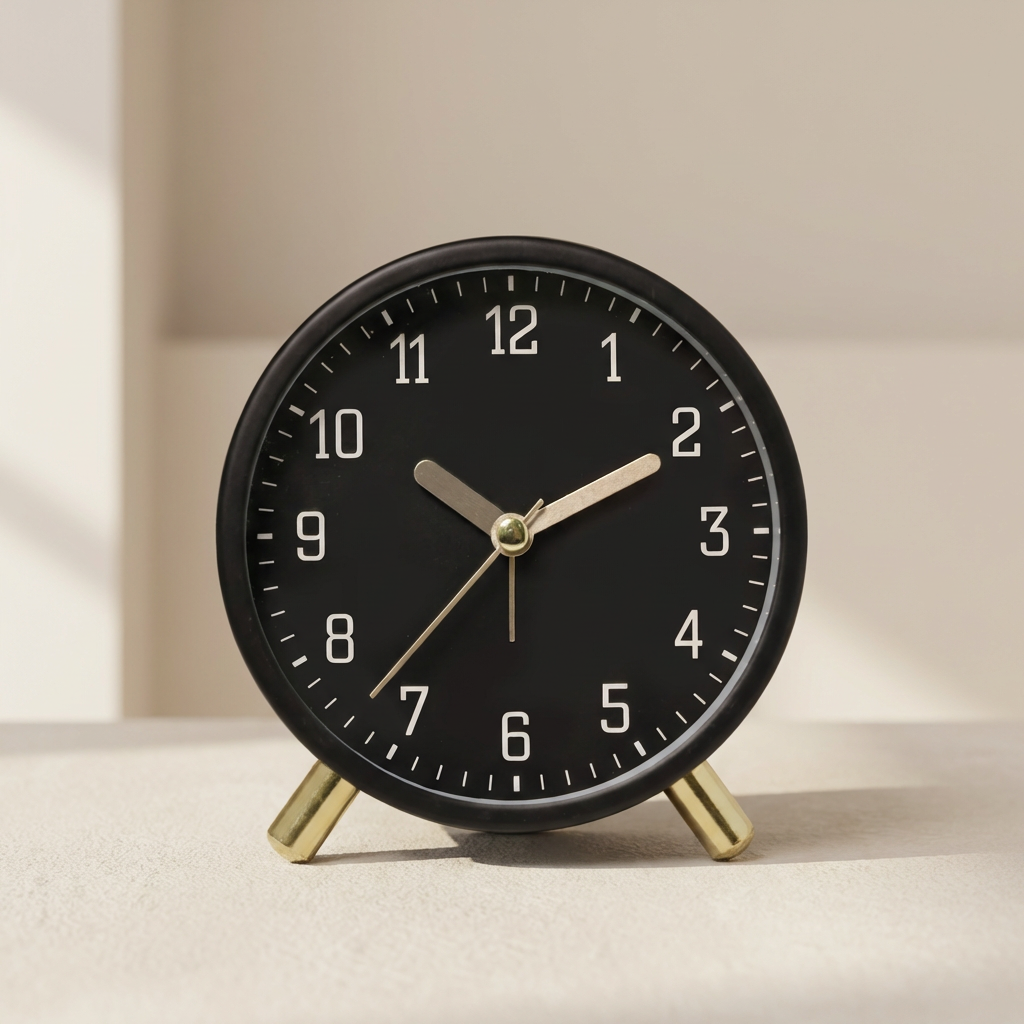 Table Clock Scandinavian Silent Movement Metal Glass Battery Powered 3