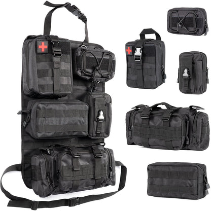 Tactical Car Seat Back Organizer | 5 Detachable MOLLE Pouches | Universal Fit | Black 0