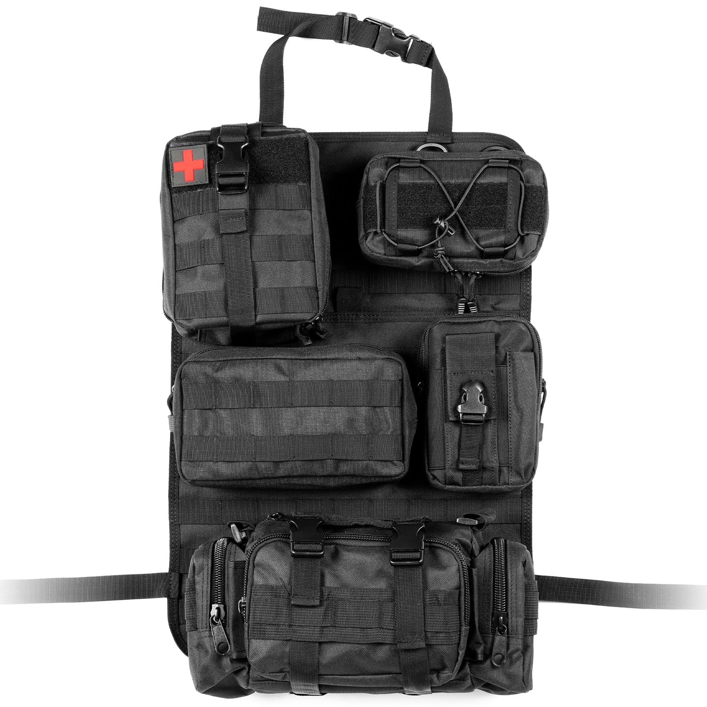 Tactical Car Seat Back Organizer | 5 Detachable MOLLE Pouches | Universal Fit | Black 1