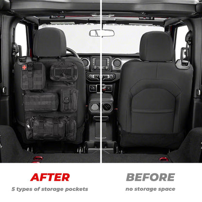 Tactical Car Seat Back Organizer | 5 Detachable MOLLE Pouches | Universal Fit | Black 2