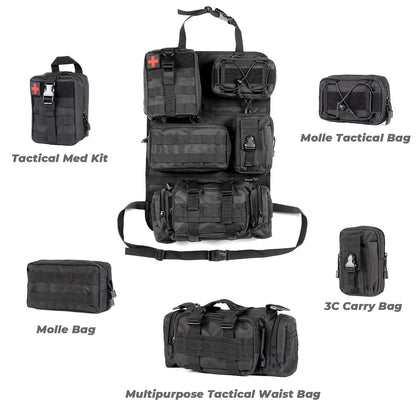 Tactical Car Seat Back Organizer | 5 Detachable MOLLE Pouches | Universal Fit | Black 3