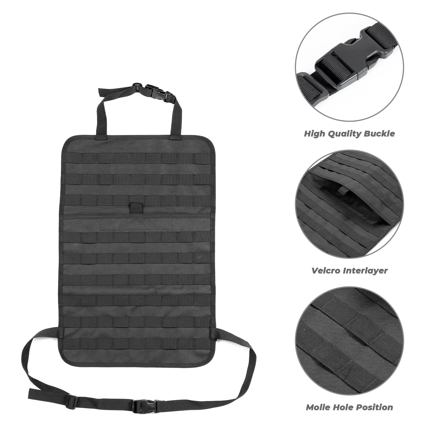 Tactical Car Seat Back Organizer | 5 Detachable MOLLE Pouches | Universal Fit | Black 4