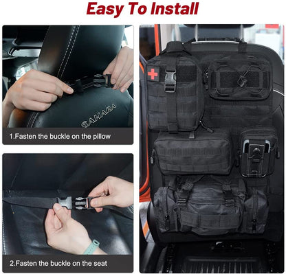 Tactical Car Seat Back Organizer | 5 Detachable MOLLE Pouches | Universal Fit | Black 6