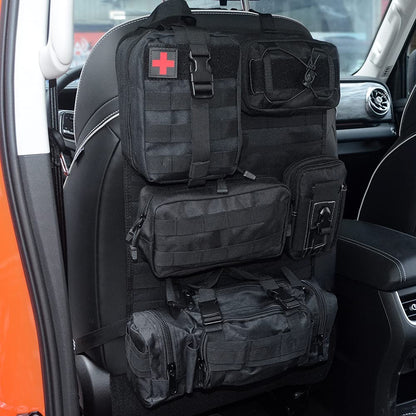 Tactical Car Seat Back Organizer | 5 Detachable MOLLE Pouches | Universal Fit | Black 7