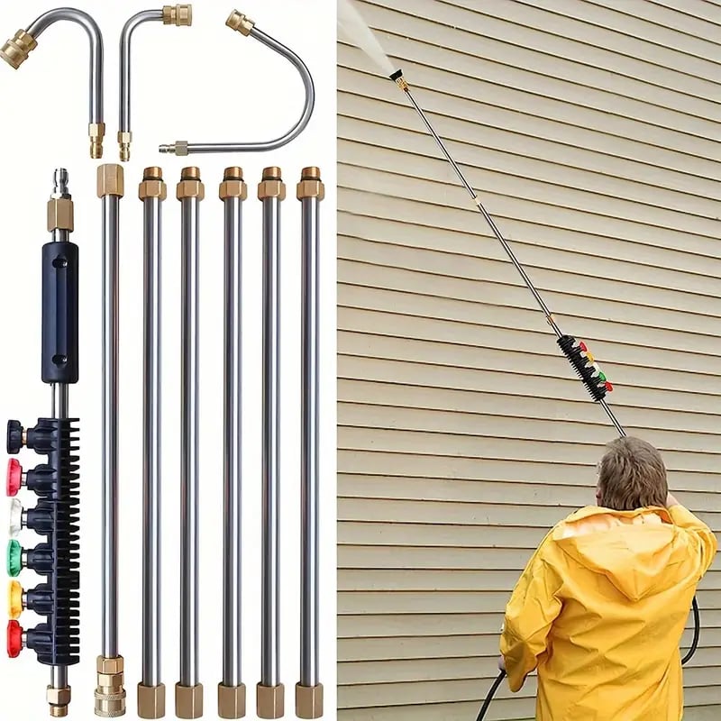 Telescoping Pressure Washer Wand Set | 24FT Extension with Secure Locking System ? Safe Cleaning for High-Reach Areas 0