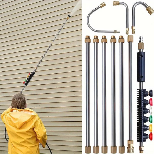 Telescoping Pressure Washer Wand Set | 24FT Extension with Secure Locking System ? Safe Cleaning for High-Reach Areas 0
