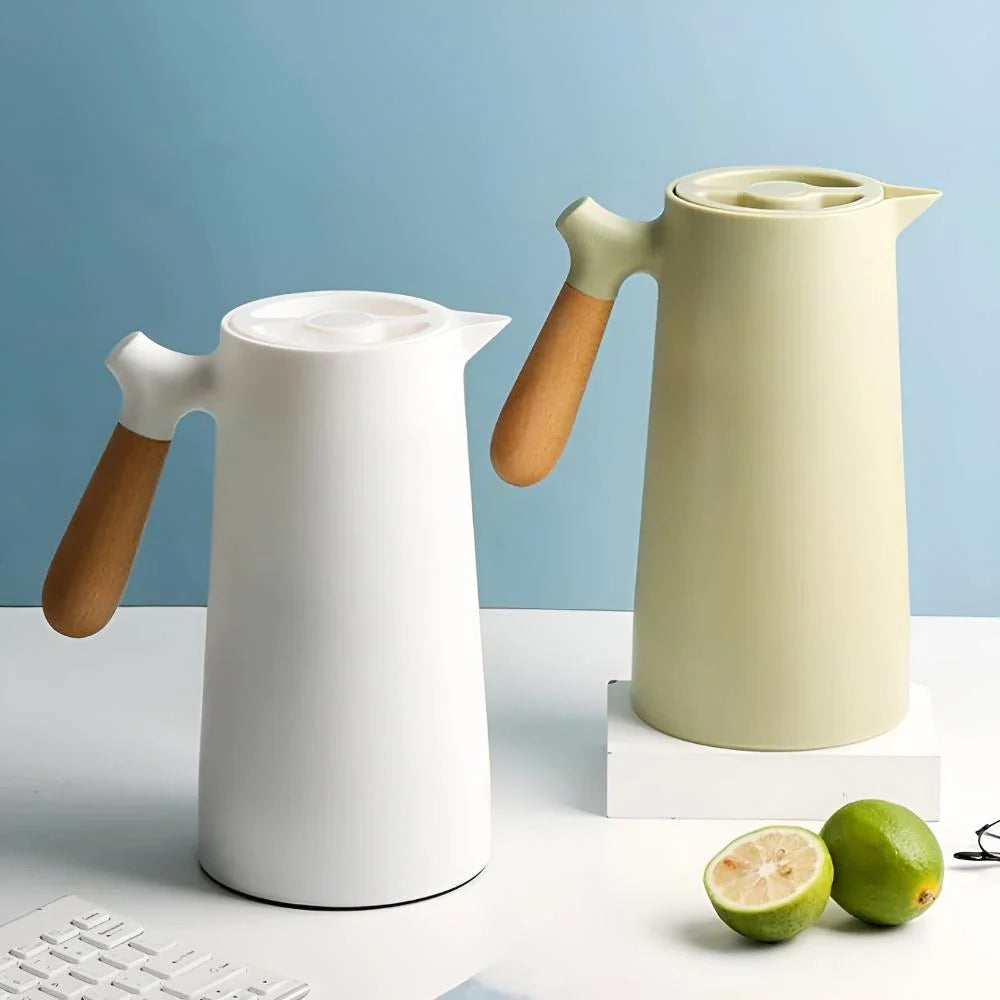 Royelle 1L Insulated Thermal Coffee Carafe With Wood Handle