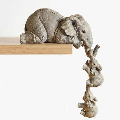 Three-Piece Hanging Elephant Shelf Figurine Set - Trunkle 0
