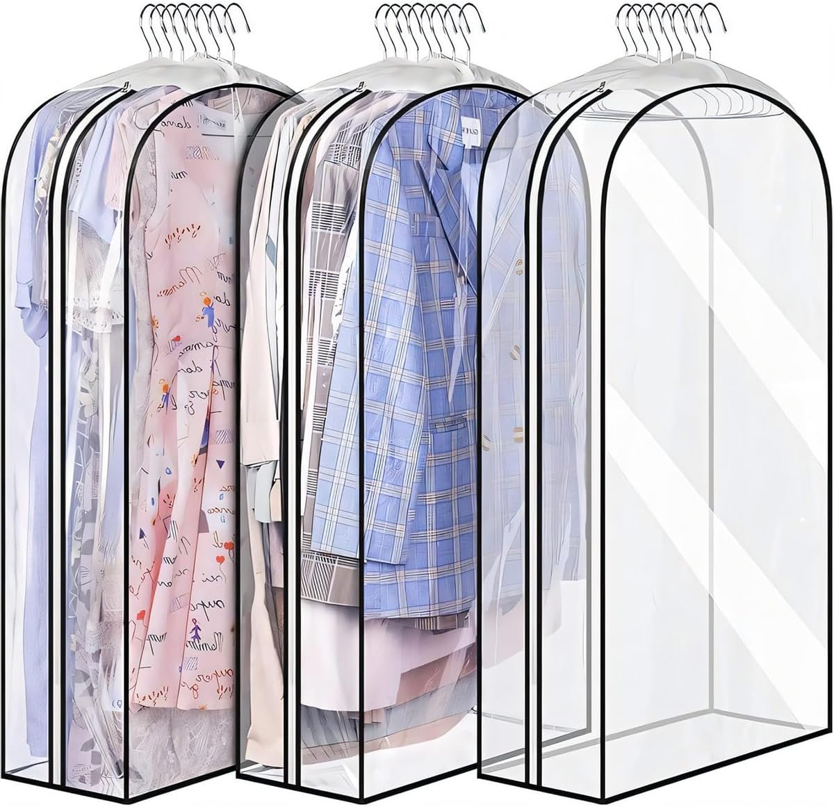 Transparent Garment Covers with Inserts – 6-Pack Side Zipper Storage Covers 0