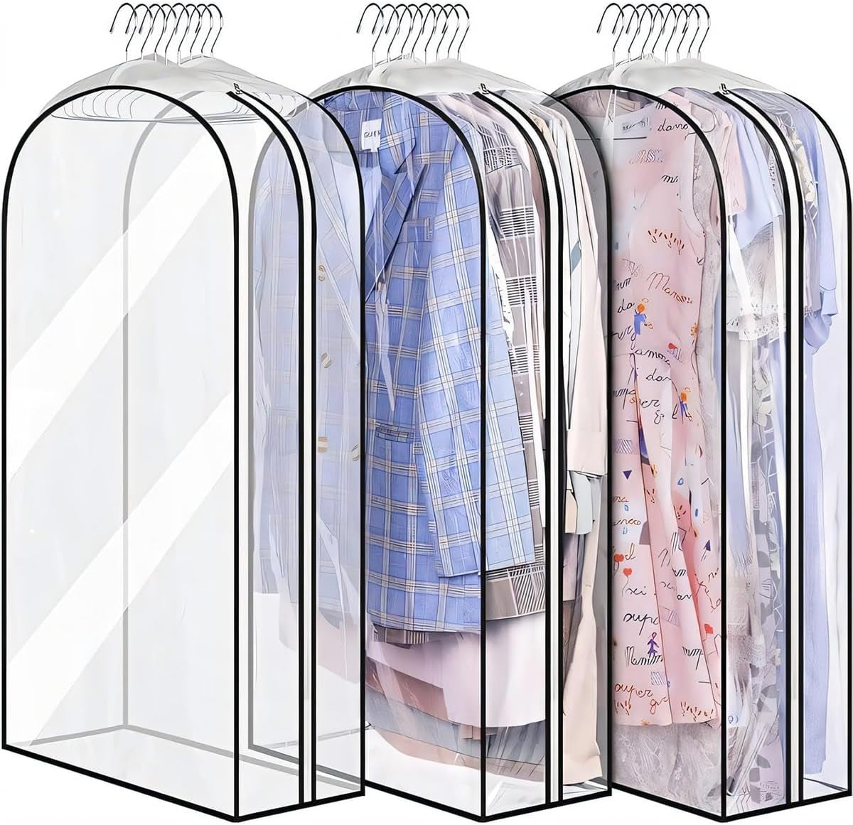Transparent Garment Covers with Inserts – 6-Pack Side Zipper Storage Covers 1