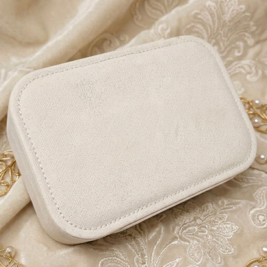 Travel Jewelry Case | Double Layer | Velvet Lining | 3 Compartments | Compact | 16x11x5cm 2
