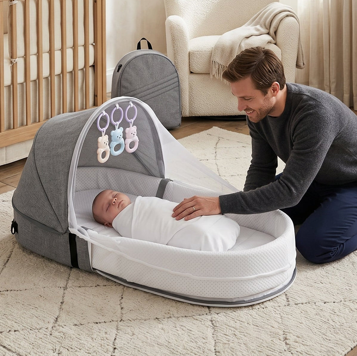 Travel Mosquito Baby Bed | Breathable Mesh Canopy | Pop-Up | Foldable | Indoor & Outdoor 0