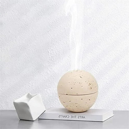 Royora Travertine Stone Orb Incense Burner - Elegant Home Decor and Aromatherapy