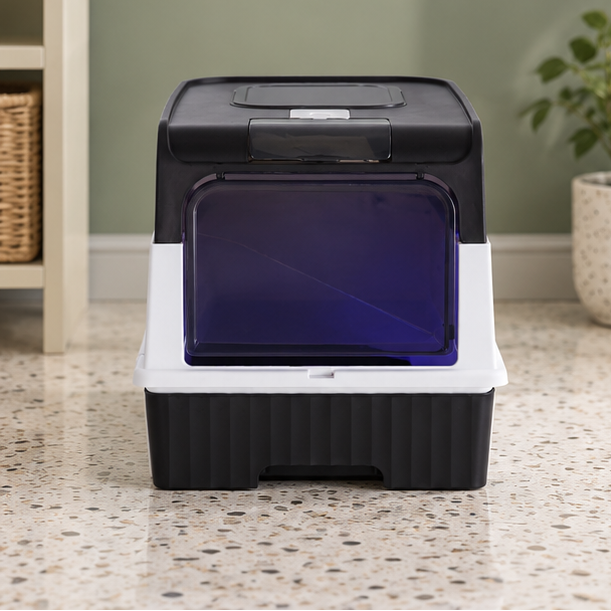 Royeva Enclosed Cat Litter Box Hooded Litter Tray With Scoop