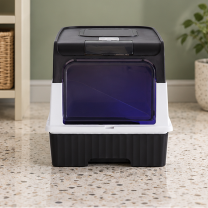 Royeva Enclosed Cat Litter Box Hooded Litter Tray With Scoop
