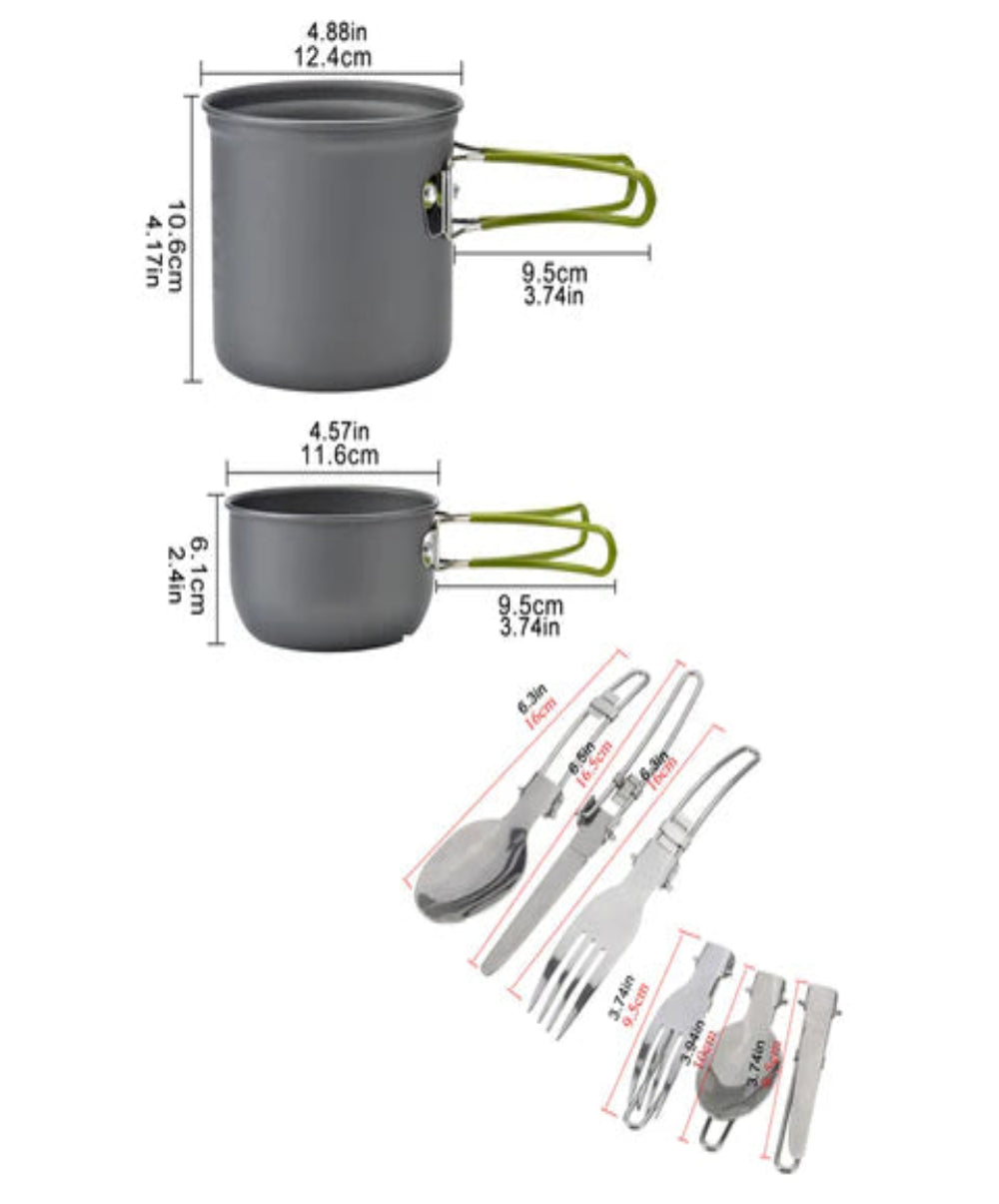 Ultralight Camping Cookware Set | Hard Anodized Aluminum | 430g | 1–2 Person | Complete Kit 4