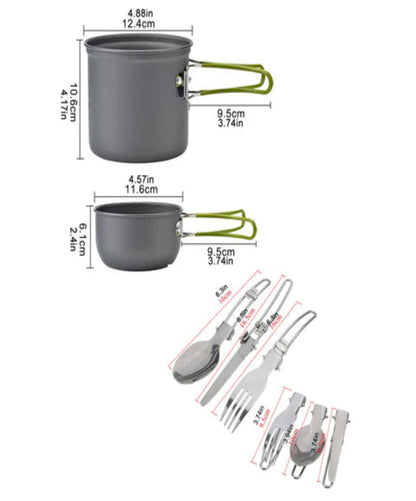 Ultralight Camping Cookware Set | Hard Anodized Aluminum | 430g | 1–2 Person | Complete Kit 4