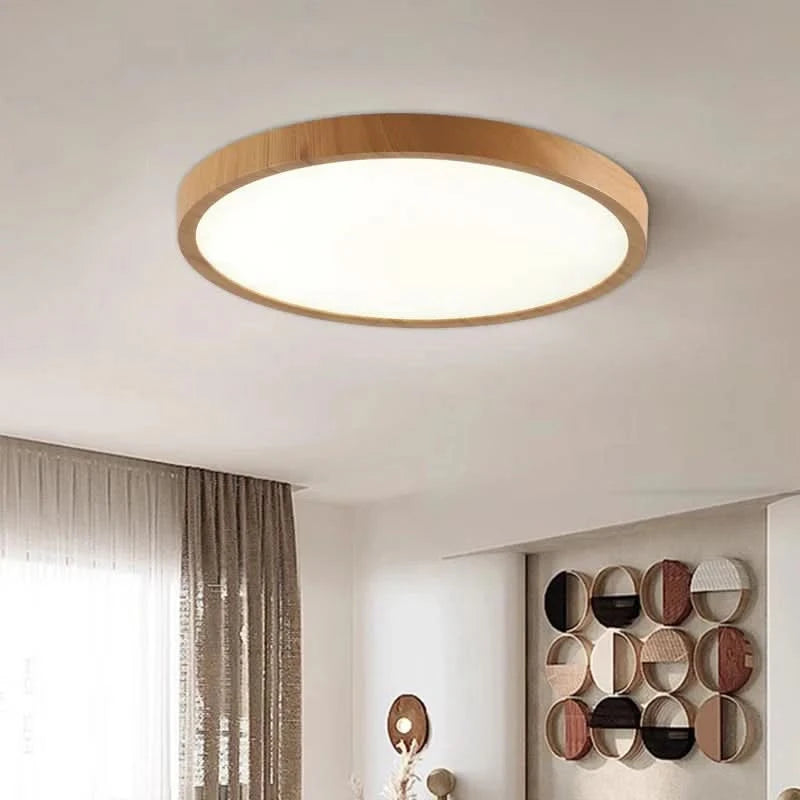 Ultrathin LED Ceiling Light with Adjustable Brightness and Walnut Finish 1