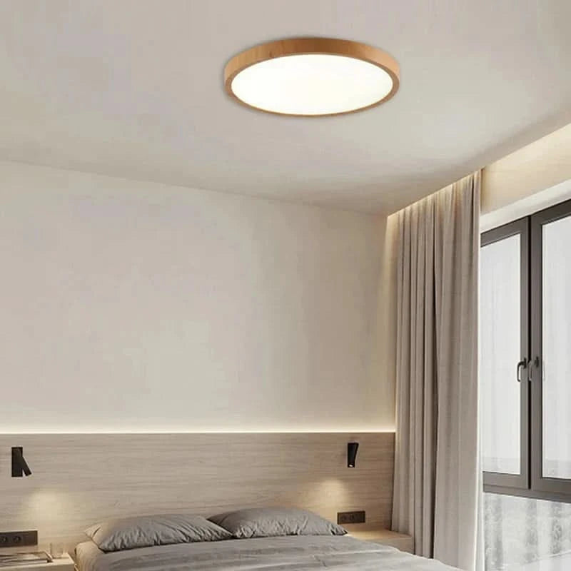 Ultrathin LED Ceiling Light with Adjustable Brightness and Walnut Finish 2