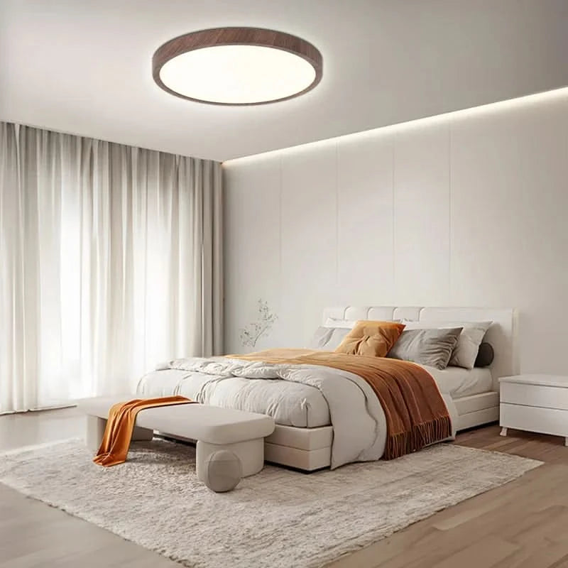 Ultrathin LED Ceiling Light with Adjustable Brightness and Walnut Finish 3