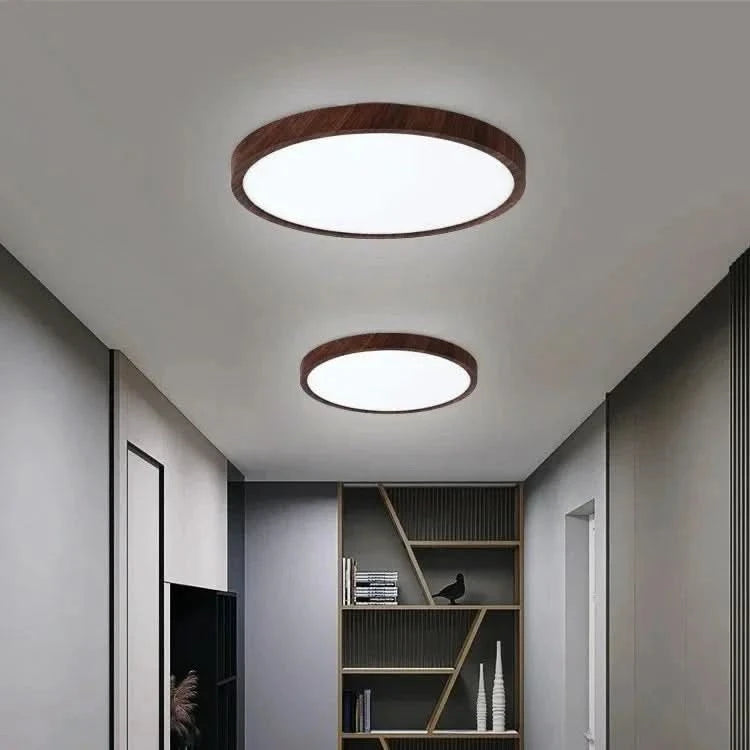 Ultrathin LED Ceiling Light with Adjustable Brightness and Walnut Finish 5