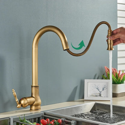 VintageTap Antique Brass Kitchen Faucet with Swivel Spout 2