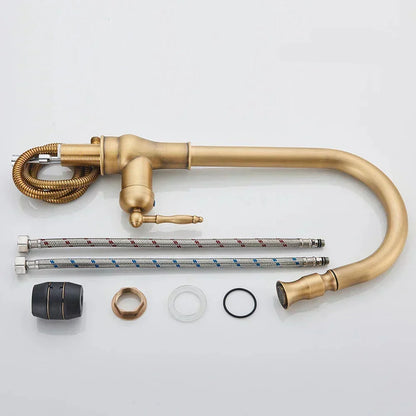 VintageTap Antique Brass Kitchen Faucet with Swivel Spout 5